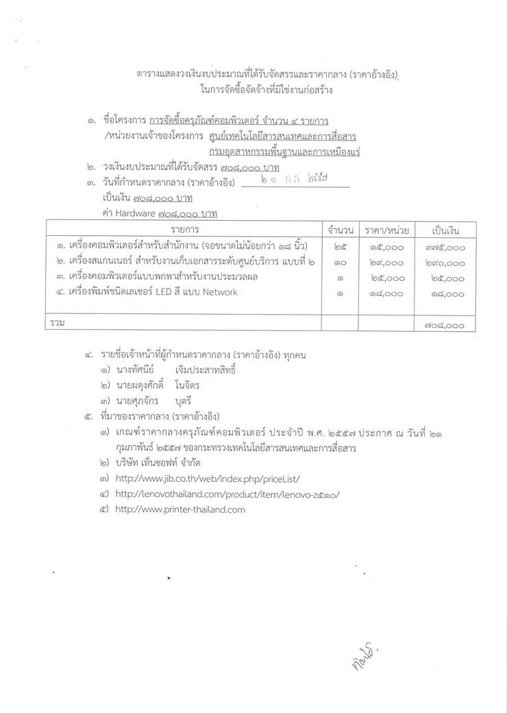 สอบราคาซื้อครุภัณฑ์คอมพิวเตอร์ จำนวน 4 รายการ [18-08-2557]